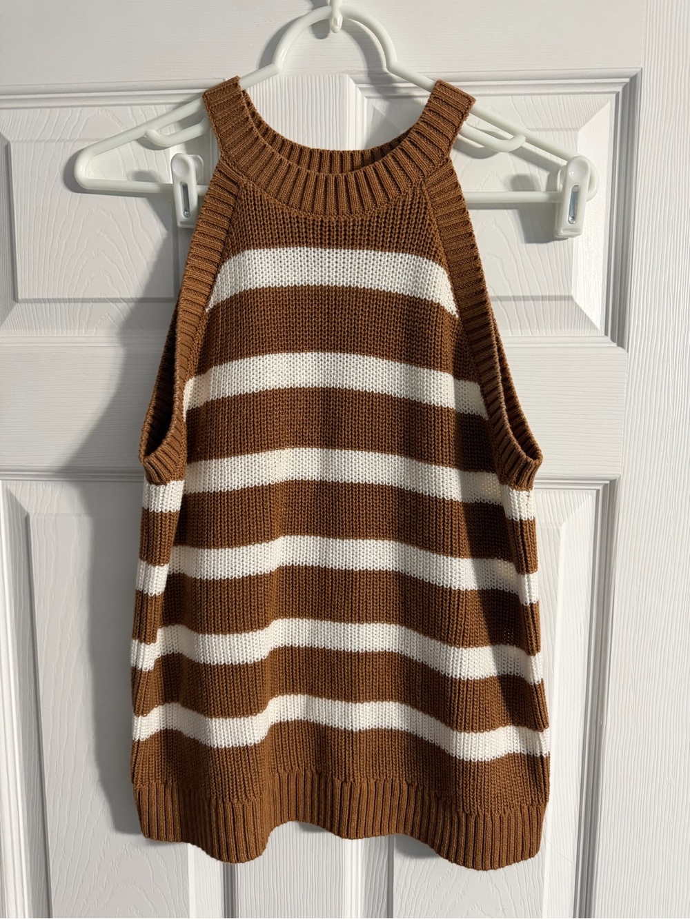 Old Navy Brown & White Striped Halter Pullover Sweater